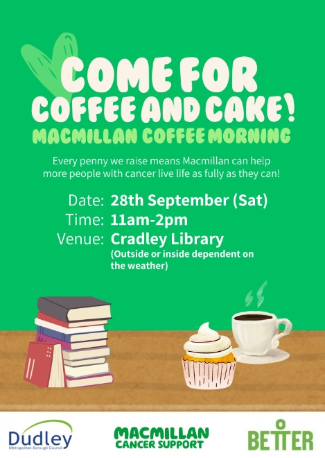 Cradley Library - Macmillan Coffee Morning